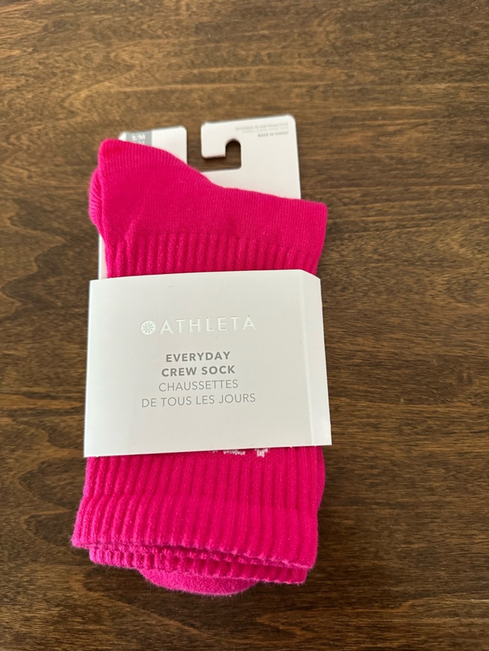 Athleta Everyday Crew Socks - Hot Pink Crew S/M = 4-6.5
